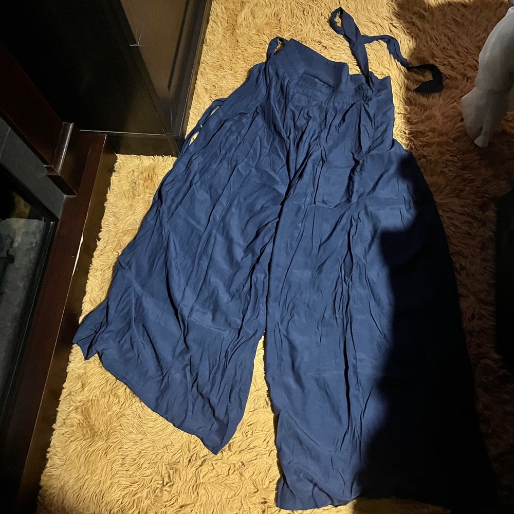 Navy blue wide leg palazzo pants